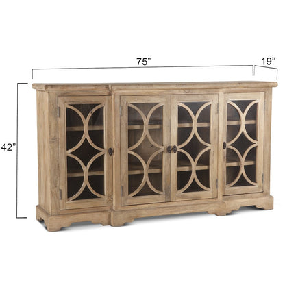 Pengrove 75" Glass Cabinet in Antique Oak Finish