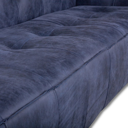 Portia Antique Blue Italian Leather Sofa