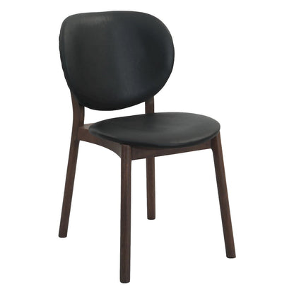 Parker 18" Round Back Dining Chair in Black Leather and Wood