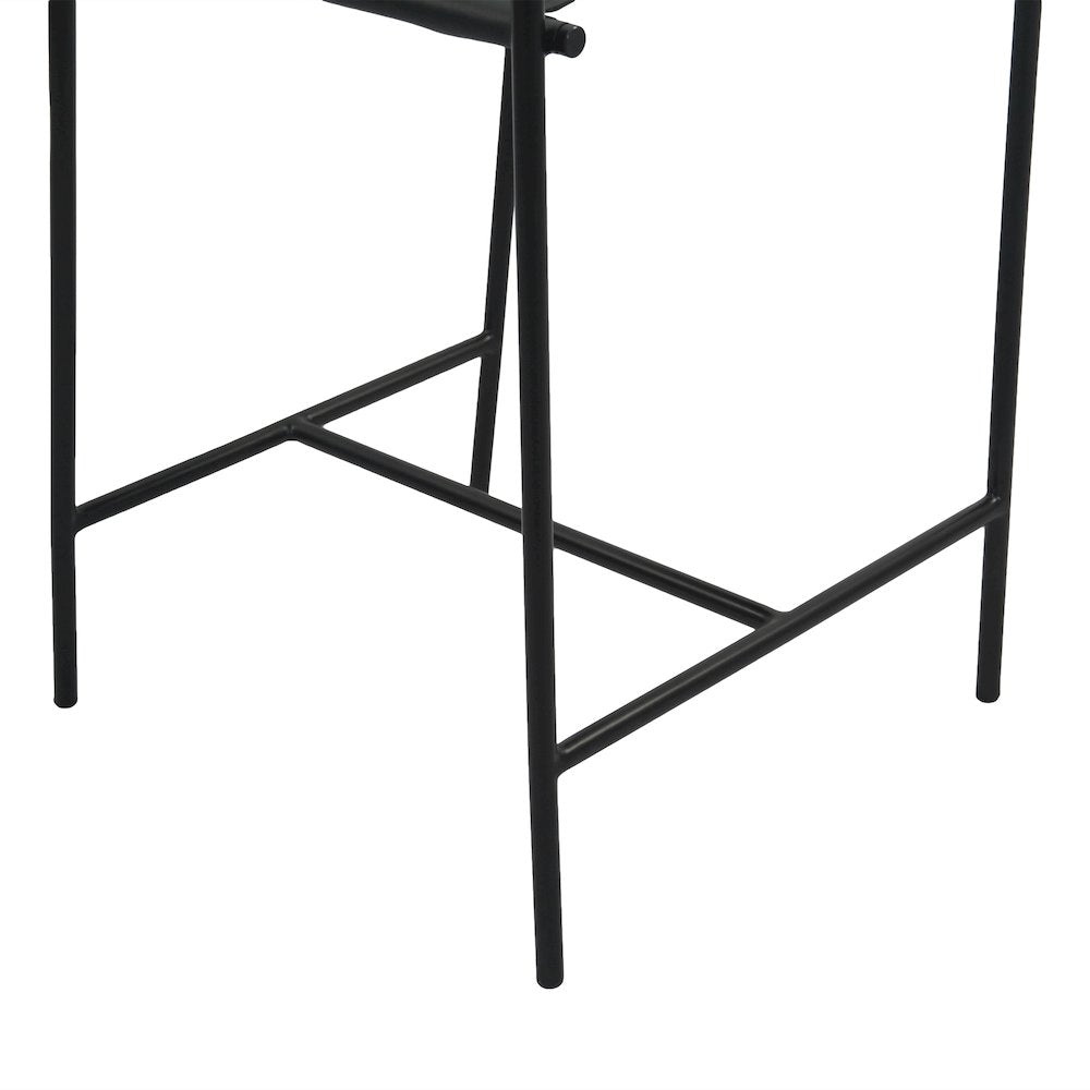 Sutton 20" Counter Armchair in Black Leather and Iron
