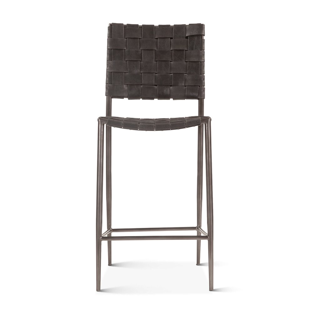 Lund 17in Buffalo Leather and Iron Counter Chair Black