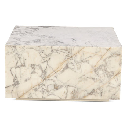 Giza 32" Drum Coffee Table in Alabaster Marble