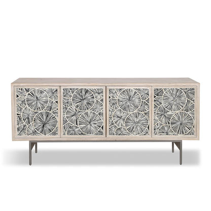 Palm Desert Modern Vintage White Sideboard with Bone Inlay