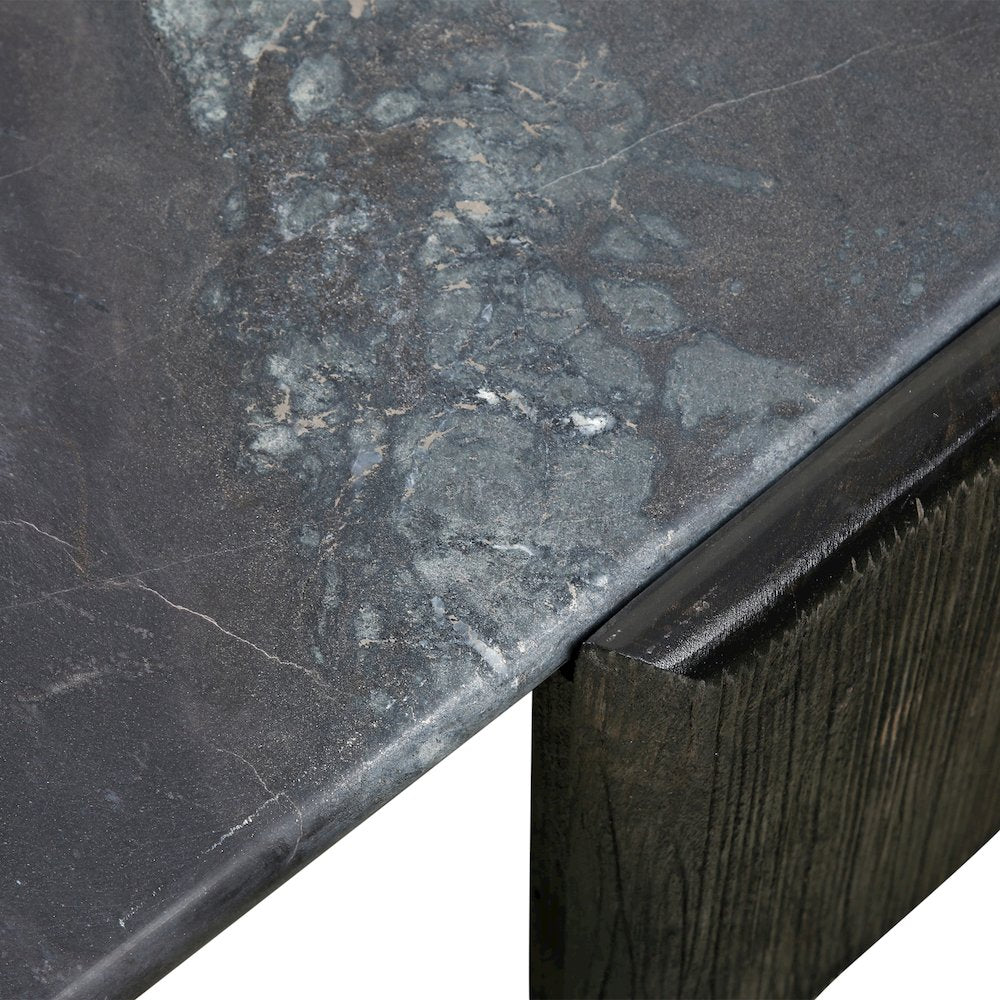 Harbor 64" Hexagonal Coffee Table with Lava Marble in Dark Walnut