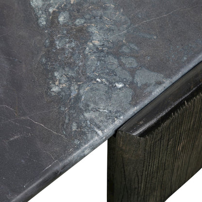 Harbor 64" Hexagonal Coffee Table with Lava Marble in Dark Walnut