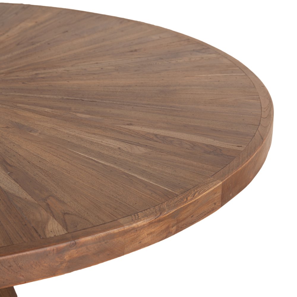Rustic Revival 48" Round Gathering Table in Teak and Marble