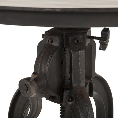 24-Inch Adjustable Crank Iron Side Table with Matte Black Finish, Belen Kox