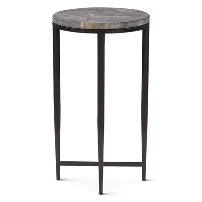 Mumbai 17" Side Table in Grey Septarian with Iron Base