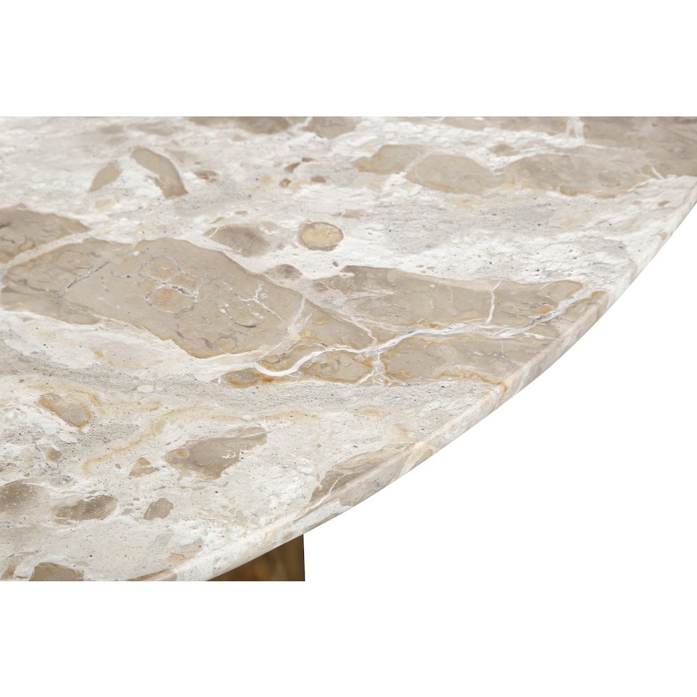 Fargo 54" Dining Table in Capri Beige Marble with Mango Wood Base