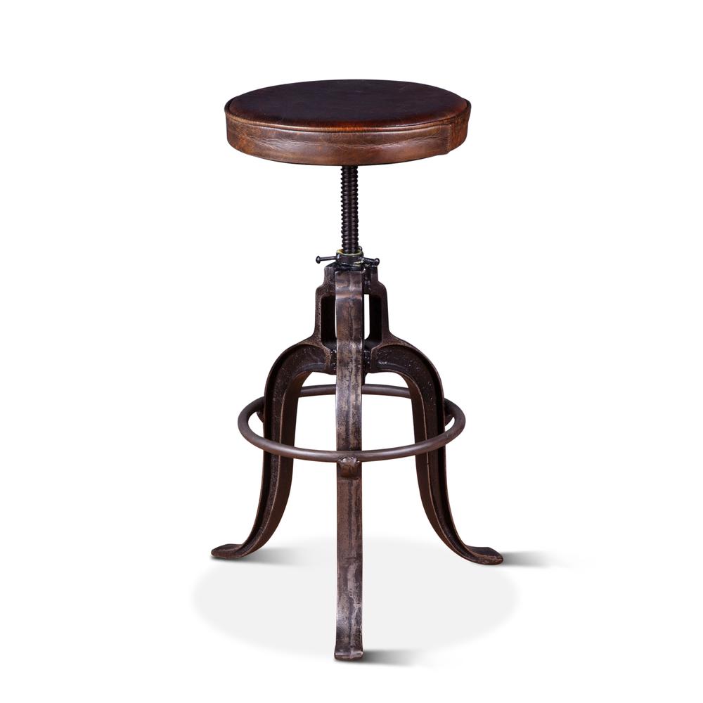Sterling Height Adjustable Barstool in Brown Leather