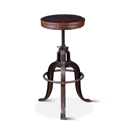 Sterling Height Adjustable Barstool in Brown Leather