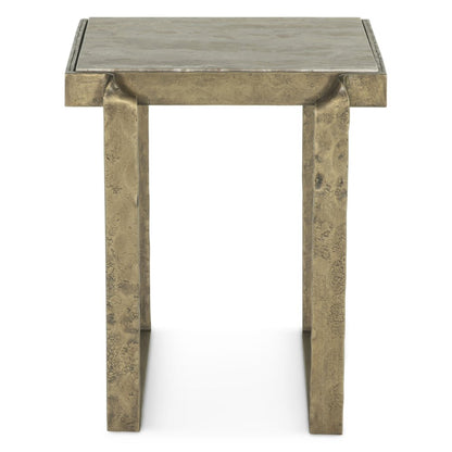 Rhodes 20" Side Table with Marble and Antique Brass