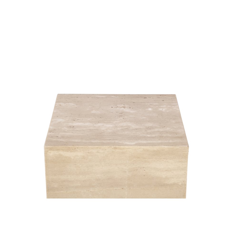 Giza 18" Drum Side Table in Travertine Stone