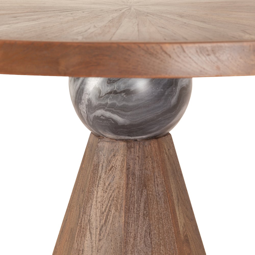 Rustic Revival 48" Round Gathering Table in Teak and Marble