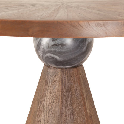 Rustic Revival 48" Round Gathering Table in Teak and Marble