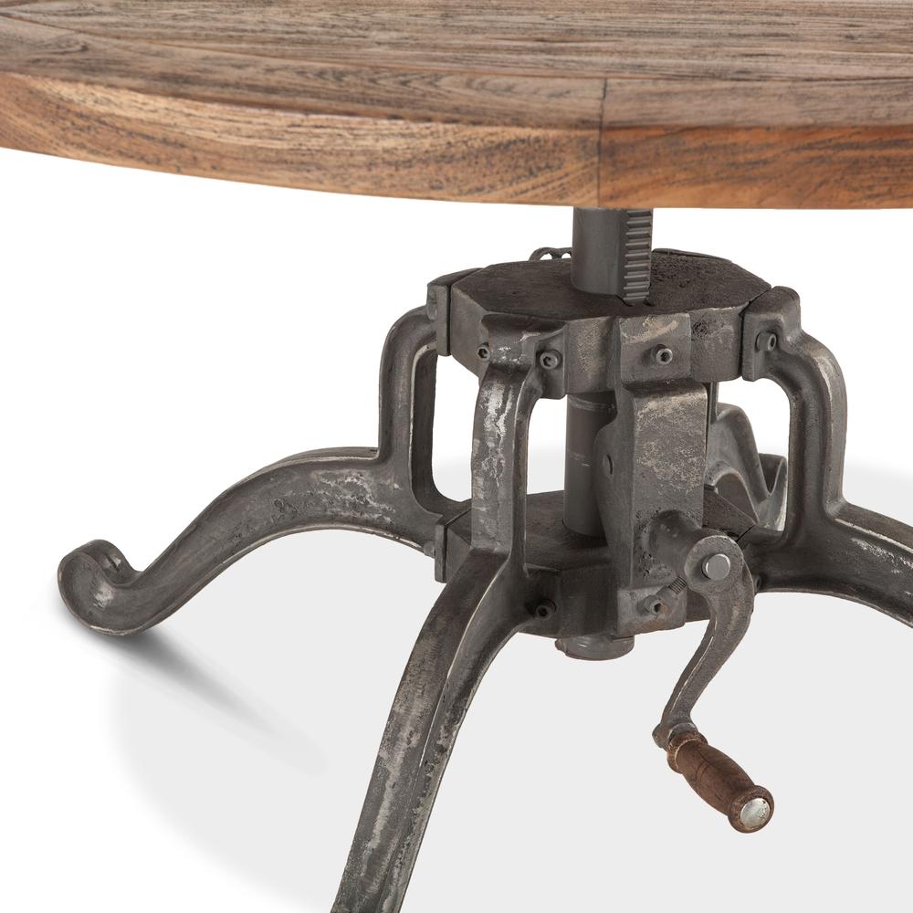 42-Inch Round Coffee Table with Teak Top and Adjustable Crank, Belen Kox