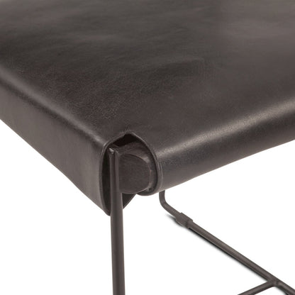 Melbourne Dining Chair in Black Buffalo Leather and Iron