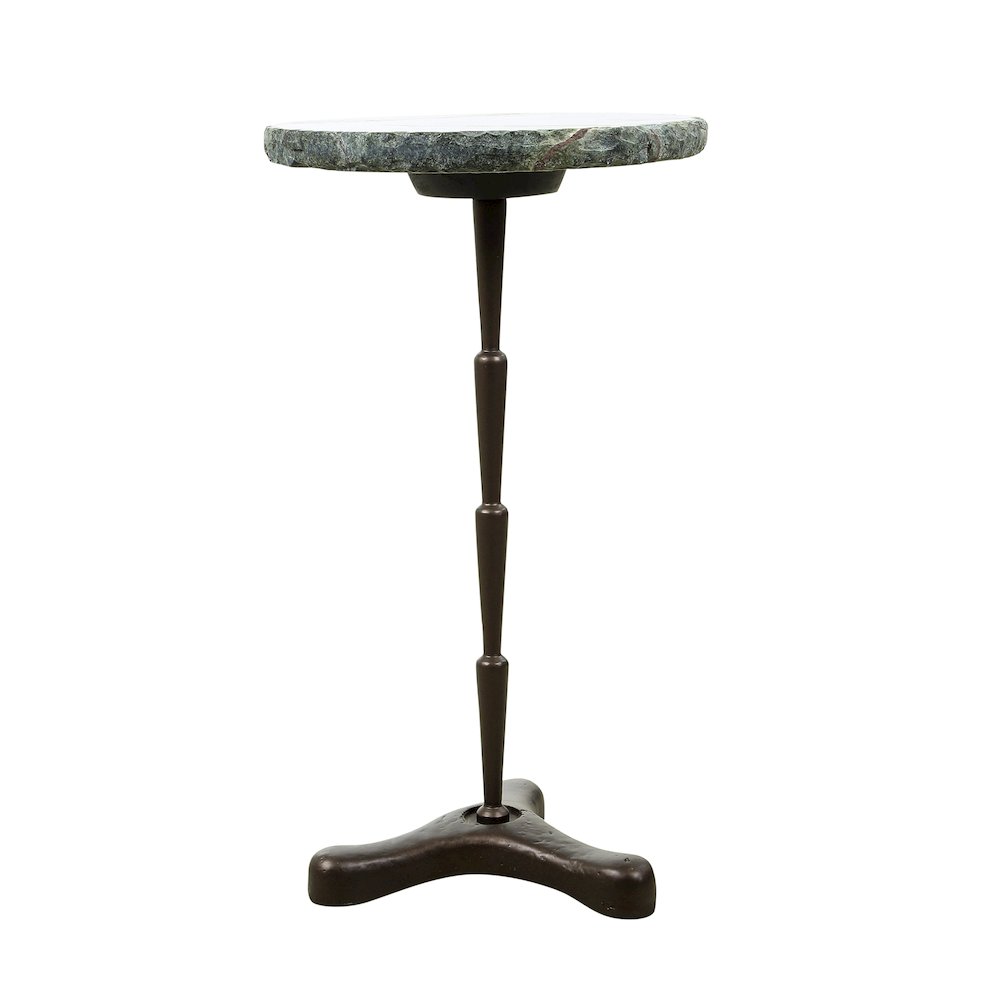 Harbor 15" Accent Table with Green Bidasar Marble and Iron