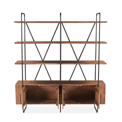 Halden Wide Bookshelf in Pecan Brown