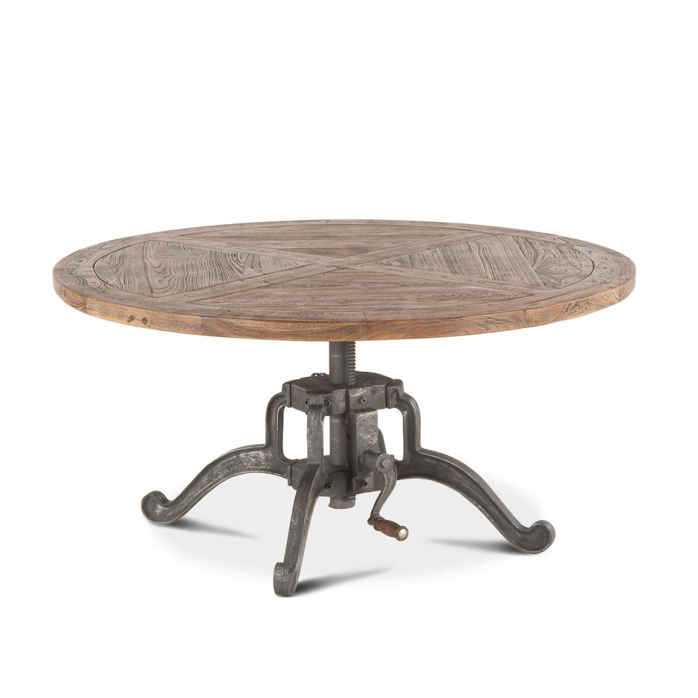 42-Inch Round Coffee Table with Teak Top and Adjustable Crank, Belen Kox