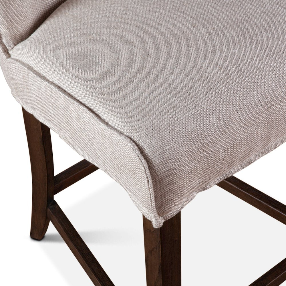 Avery Dining Chair in Off White Linen with Dark Legs