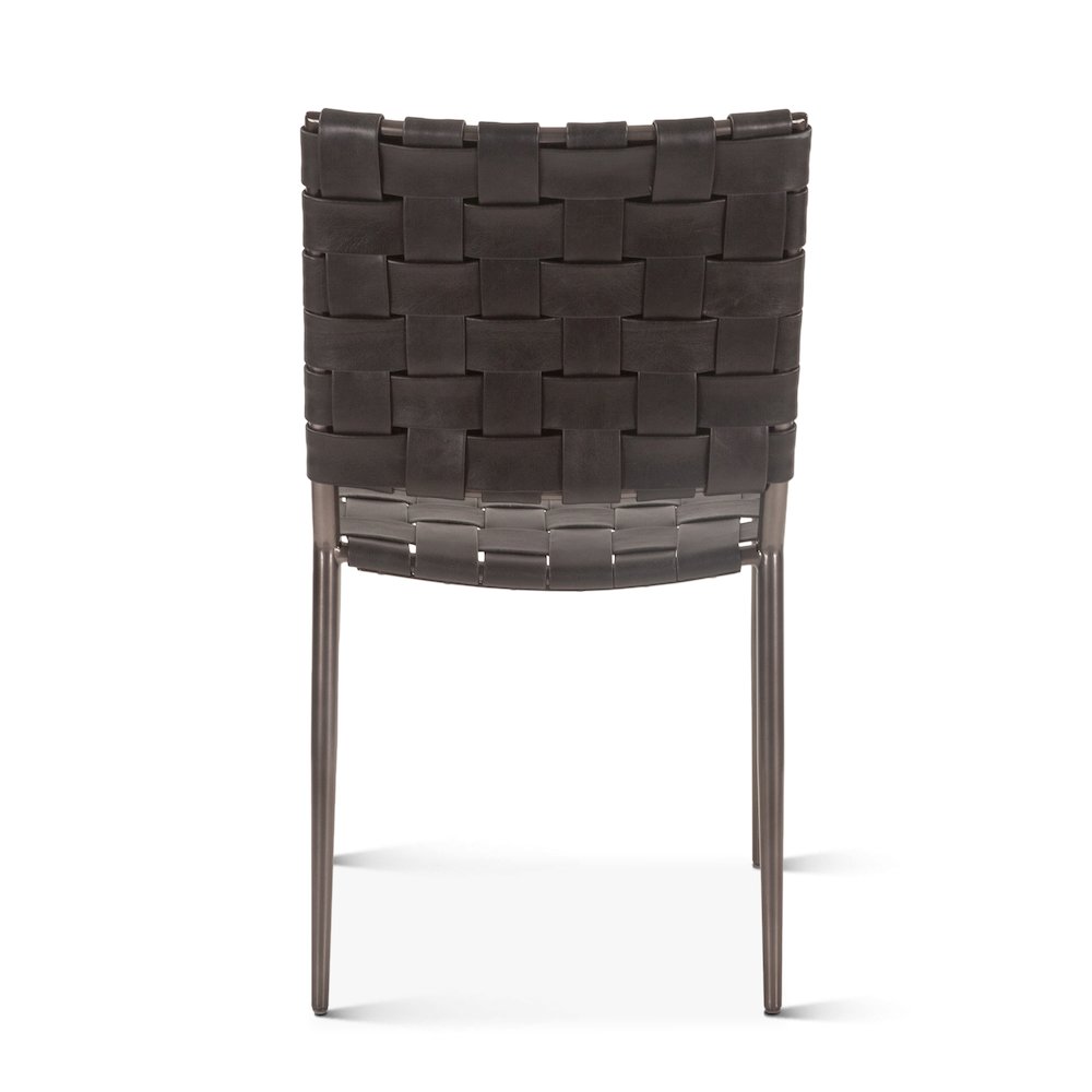 Lund Dining Chair in Black Buffalo Leather and Iron