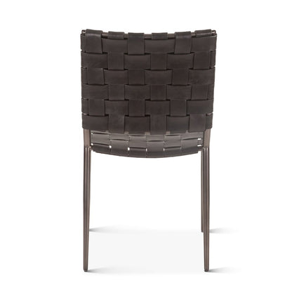 Lund Dining Chair in Black Buffalo Leather and Iron