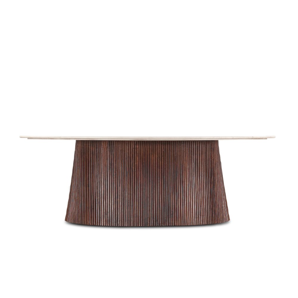 Positano 90in Mango Wood and White Marble Dining Table