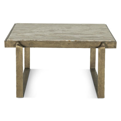Rhodes 32" Coffee Table with Marble and Antique Brass
