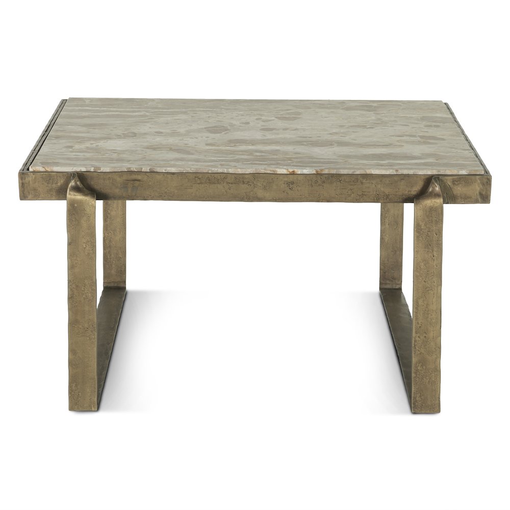 Rhodes 32" Coffee Table with Marble and Antique Brass