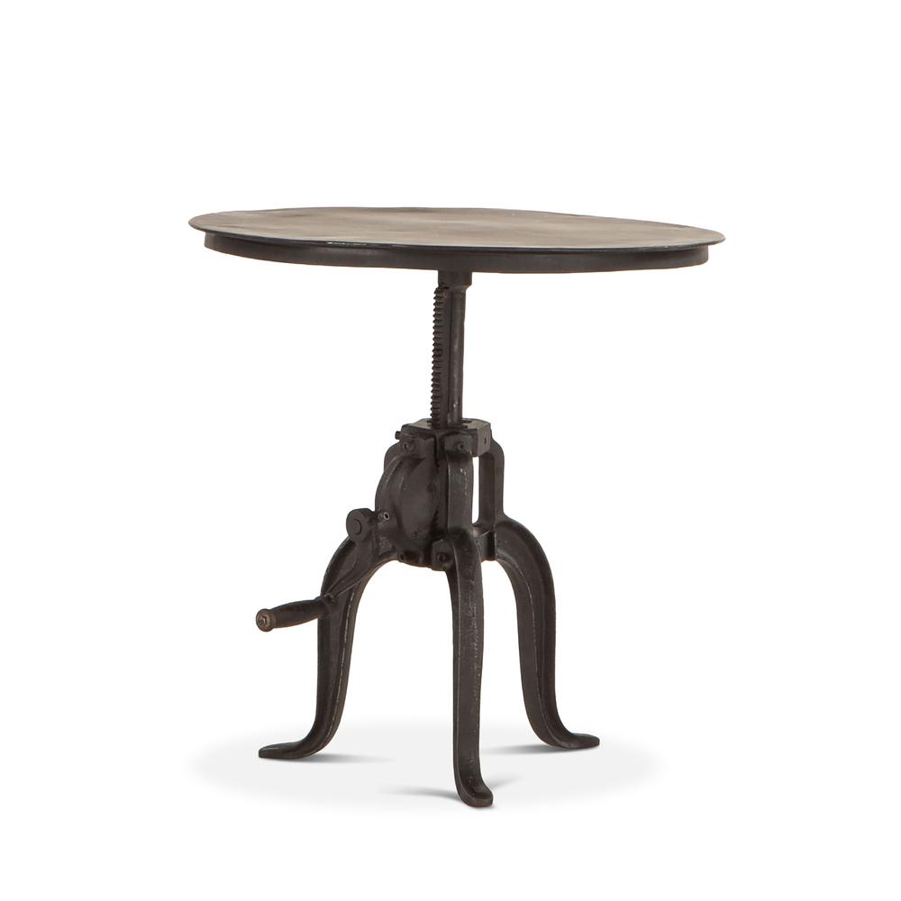 24-Inch Adjustable Crank Iron Side Table with Matte Black Finish, Belen Kox