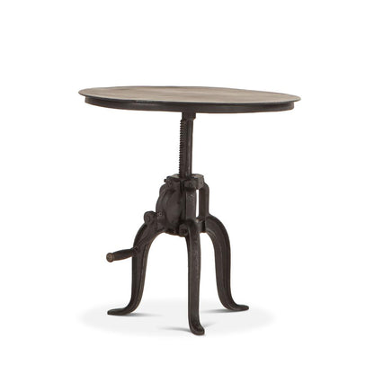 24-Inch Adjustable Crank Iron Side Table with Matte Black Finish, Belen Kox
