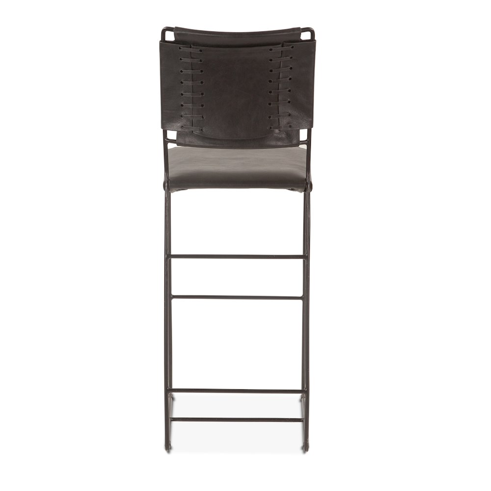 Melbourne Buffalo Leather and Iron Counter Chair in Black