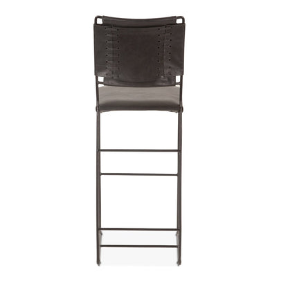 Melbourne Buffalo Leather and Iron Counter Chair in Black