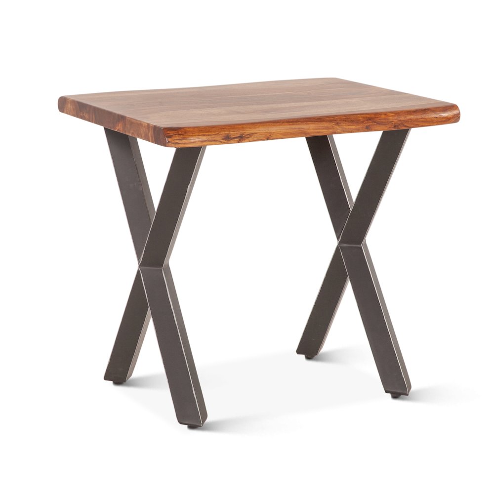 Elliston 26" Side Table in Sheesham and Matte Black Iron