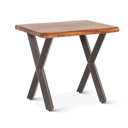 Elliston 26" Side Table in Sheesham and Matte Black Iron