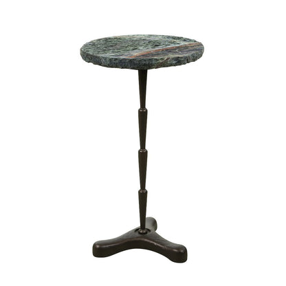 Harbor 15" Accent Table with Green Bidasar Marble and Iron
