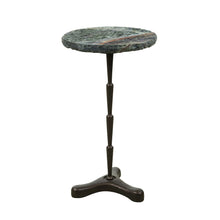 Harbor 15" Accent Table with Green Bidasar Marble and Iron