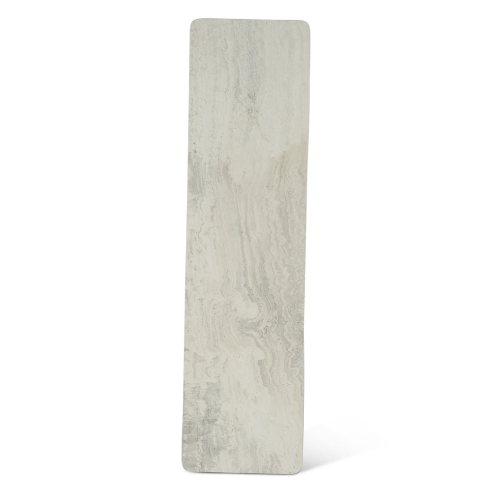 Caldera Console Table with White Travertine and Light Oak Base