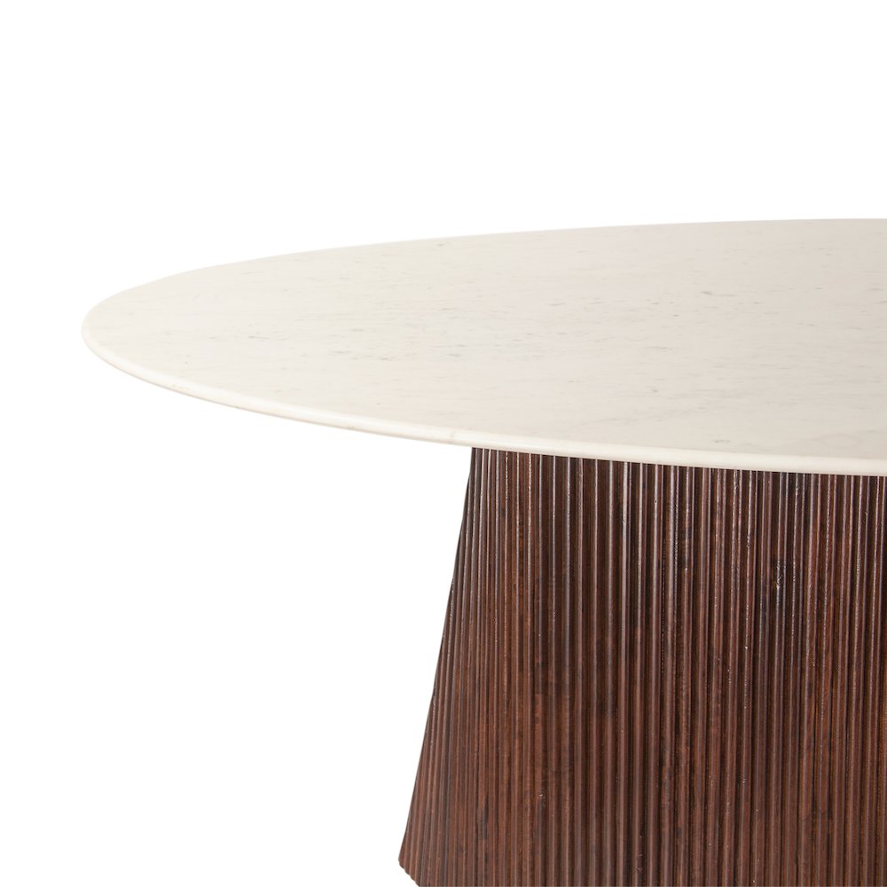 Positano 90in Mango Wood and White Marble Dining Table
