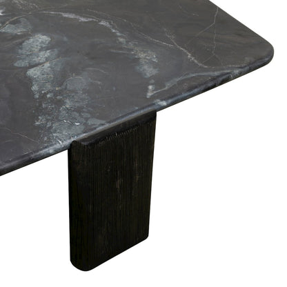 Harbor 64" Hexagonal Coffee Table with Lava Marble in Dark Walnut