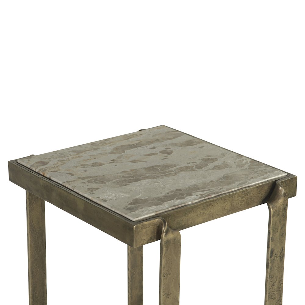 Rhodes 20" Side Table with Marble and Antique Brass