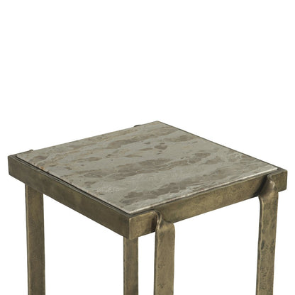 Rhodes 20" Side Table with Marble and Antique Brass