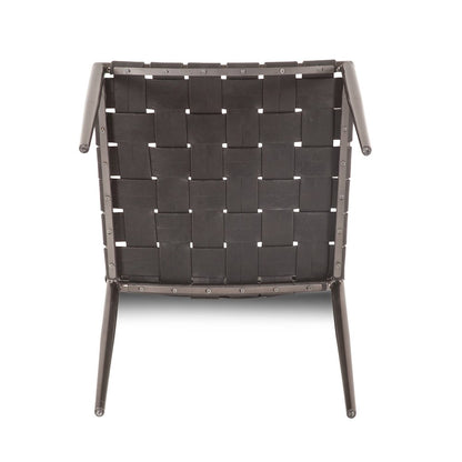 Lund Dining Chair in Black Buffalo Leather and Iron