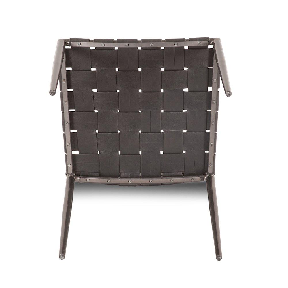 Lund Dining Chair in Black Buffalo Leather and Iron
