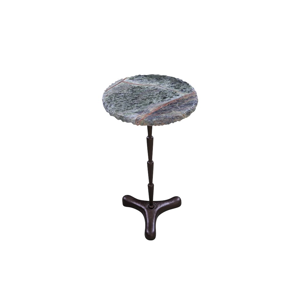 Harbor 15" Accent Table with Green Bidasar Marble and Iron