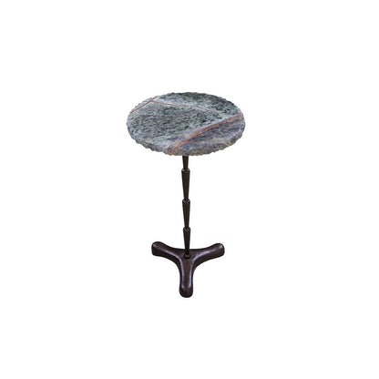 Harbor 15" Accent Table with Green Bidasar Marble and Iron