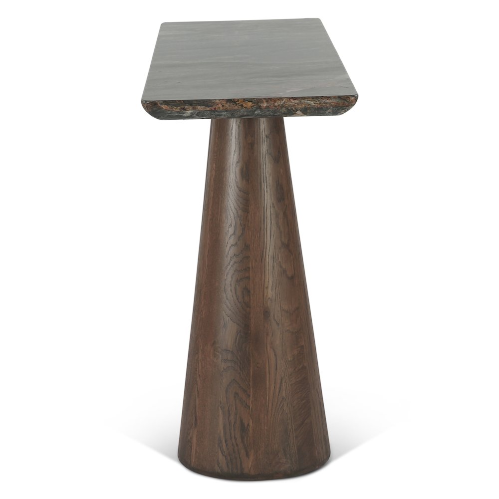 Caldera Console Table with Lava Marble and Dark Oak Base
