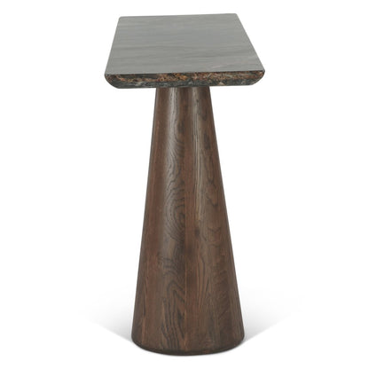 Caldera Console Table with Lava Marble and Dark Oak Base