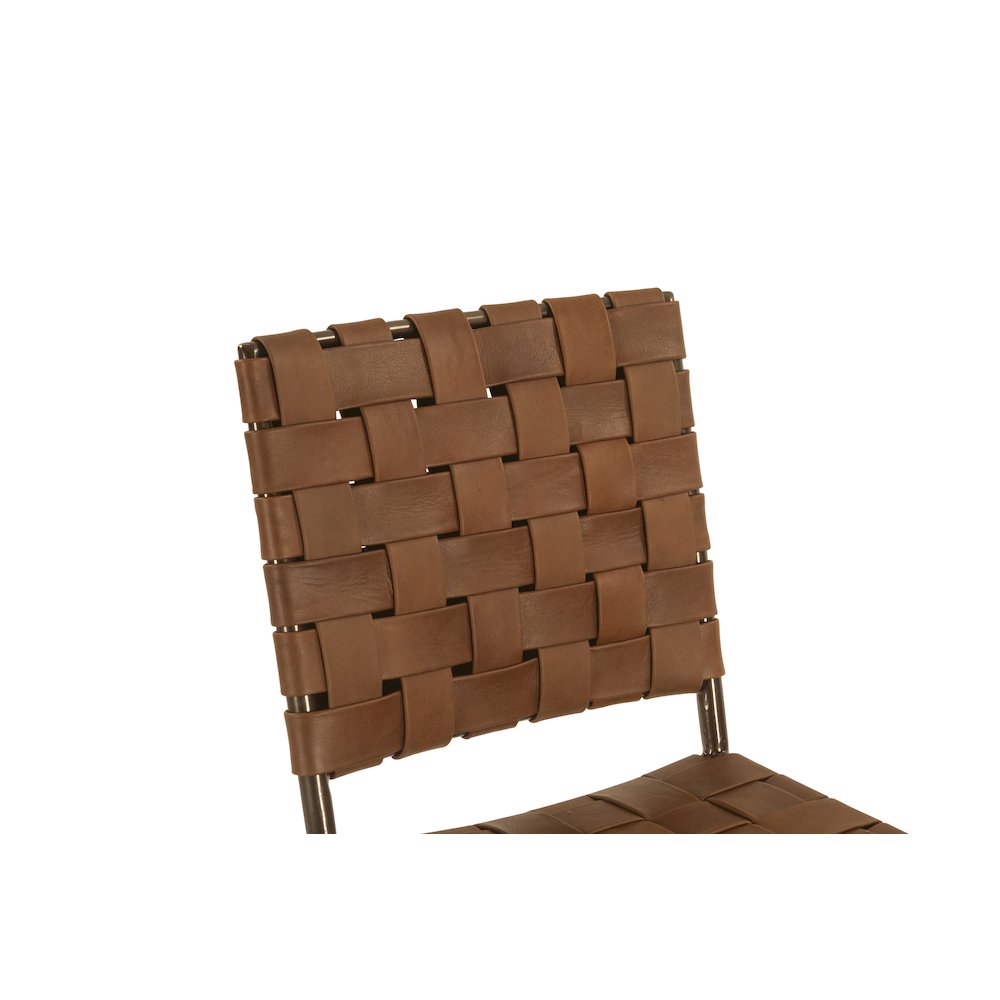 Lund Dining Chair in Tobacco Buffalo Leather and Iron